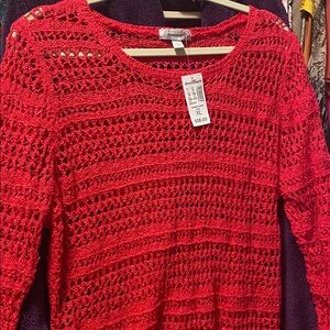 Open weave Hot pink Sweater by DRESSBARN XL Pit to Pit 23 inches L 28 inches